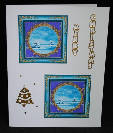 3 Blue Christmas scene card fronts/toppers (blanks) by Yvonne Middleton