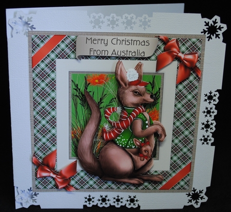 Christmas Kangaroo with Red Bows by Yvonne Middleton