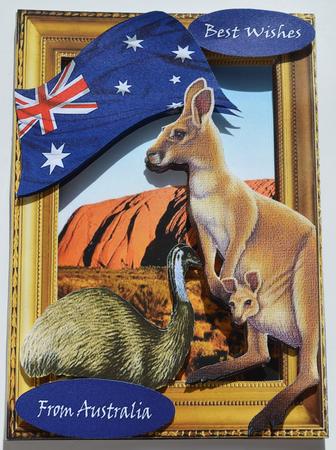 Inside Out Card Australian Theme, Christmas,travel Hello by Yvonne Middleton
