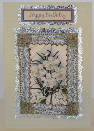 White Orchids Lace 7x5in Scalloped Corner Stacker by Yvonne Middleton