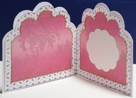 Pink Butterfly Rose Embroidery Anglaise Matching Card Insert by Yvonne Middleton