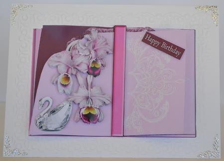 Book Card Sheet with 3D Orchids and Crystal Swan Add a Ribbo by Yvonne Middleton