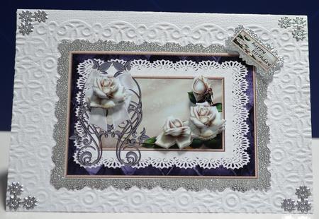 Beautiful Romantic Antique Roses in Lace Frame by Yvonne Middleton