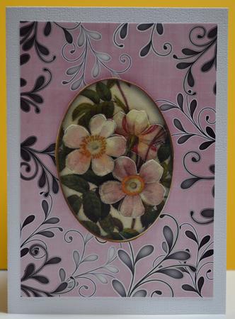 Dusky Pink Coloured Silver Swirls A4 Backing Paper by Yvonne Middleton