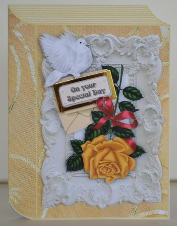 Gold Rose with Envelope and Dove Folded Book by Yvonne Middleton