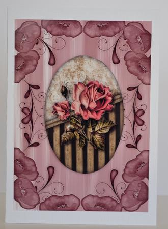 Dusky Pink Painted Poppy Swirl Edge A4 Backing Paper by Yvonne Middleton