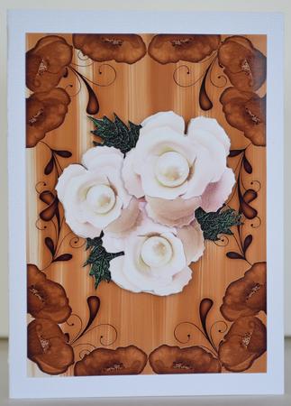 Vintage Tea Painted Poppy Swirl Edge A4 Backing Paper by Yvonne Middleton