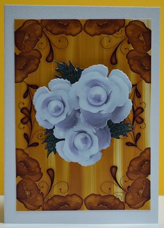 Gold Painted Poppy Swirl Edge A4 Backing Paper by Yvonne Middleton