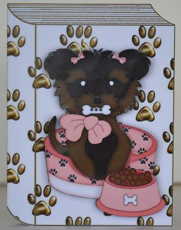 Yorkshire Terrier in Basket with Food Folded Book by Yvonne Middleton