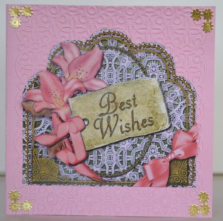 Pink Lily Best Wishes Scallop Lace Step by Step Decoupage by Yvonne Middleton