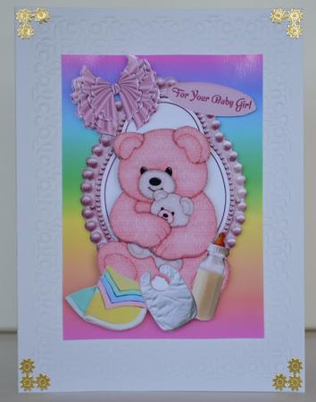 Lovely Teddy A4 Topper for a Baby Girl by Yvonne Middleton