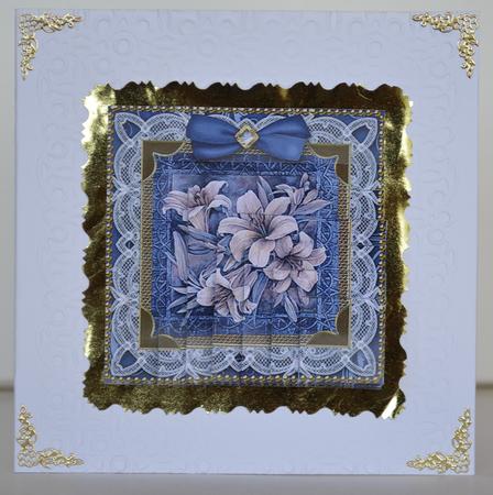 Lace Blue Lily 5in One Corner Stacker by Yvonne Middleton