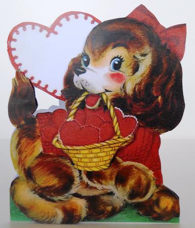 Pretty Valentine Puppy - Folded Shaped Card by Yvonne Middleton