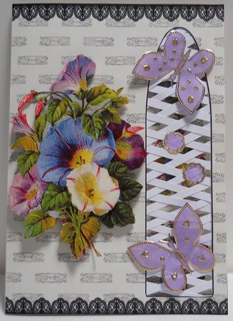 Vintage Morning Glories - Side Trellis Card by Yvonne Middleton