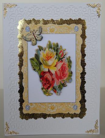 Pretty Flowers in Lace Frame with Diamonds by Yvonne Middleton