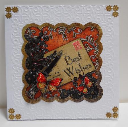 Black Blossom Burnt Best Wishes Postcard Step by Step by Yvonne Middleton