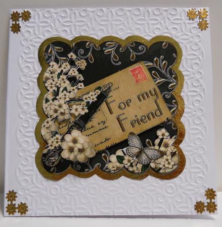 Cream Blossom Black for My Friend Postcard Step by Step by Yvonne Middleton
