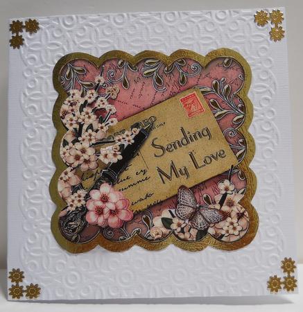 Pink Blossom Sending My Love Postcard Step by Step by Yvonne Middleton
