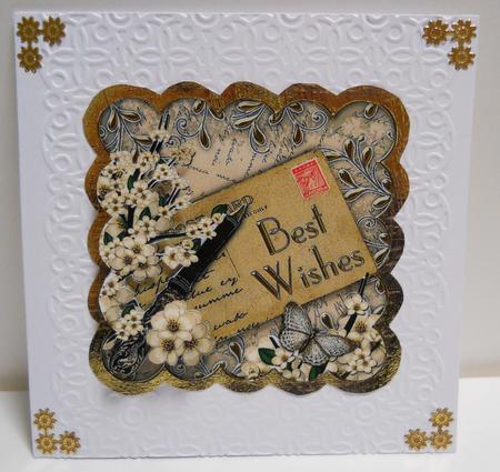 Cream Blossom Best Wishes Postcard Step by Step by Yvonne Middleton