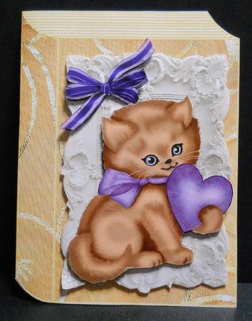 Cute Tabby Cat on Pretty Peach Folded Book by Yvonne Middleton