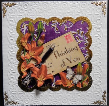 Orange Lily Purple Thinking of You Postcard Step by Step by Yvonne Middleton