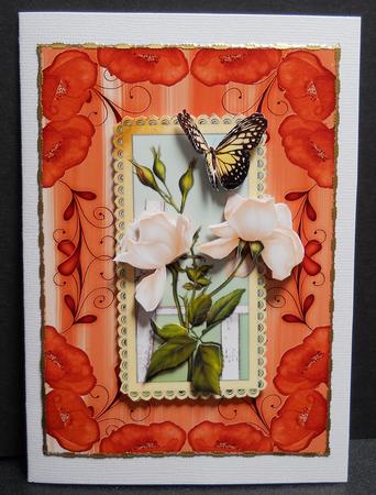 Burnt Orange Painted Poppy Swirl Edge A4 Backing Paper by Yvonne Middleton