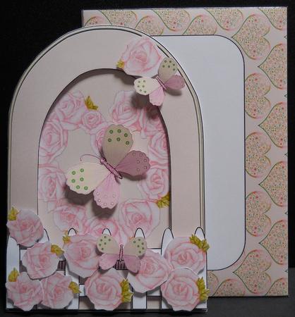 Arch Card Kit - Pink Rose Wreath by Yvonne Middleton