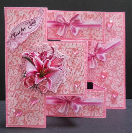 Pink Roses Lace Eyelet Matching Backing Paper by Yvonne Middleton