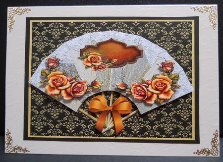 Oriental Fan with Roses -  by Yvonne Middleton
