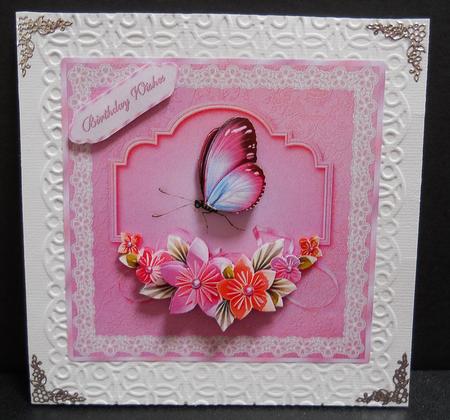 Origami Flower, Butterfly N Lace Card Front and Step by Step by Yvonne Middleton