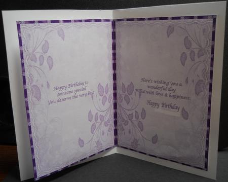 Lilac Floral & Lace Card Making Insert by Yvonne Middleton