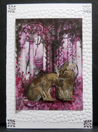 Scallop Valentine Card with Rabbits by Yvonne Middleton