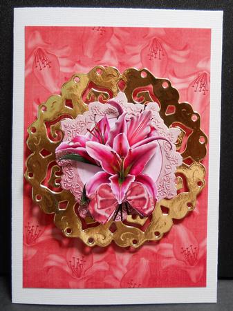 Lily Sides Dark Red A4 Backing Paper by Yvonne Middleton