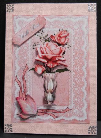 Vase of Roses Card Front with Step by Step by Yvonne Middleton