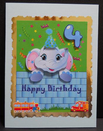 Happy Elephant Blue by Yvonne Middleton