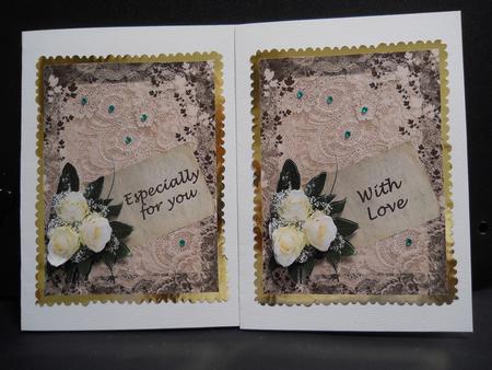 White Roses on Vintage Lace 2 by Yvonne Middleton
