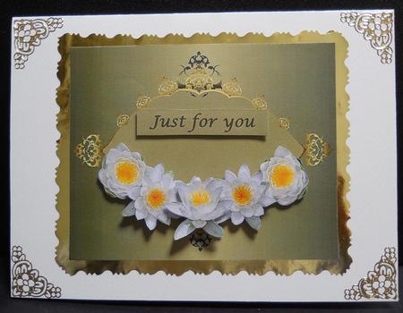White Lilies on Gold Frame by Yvonne Middleton