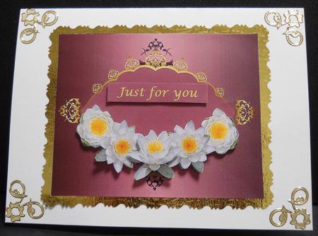 White Lilies on Rose and Gold Frame by Yvonne Middleton