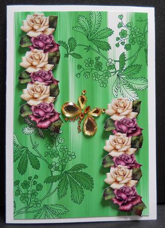 Green Floral Corner Painted A4 Backing Paper by Yvonne Middleton