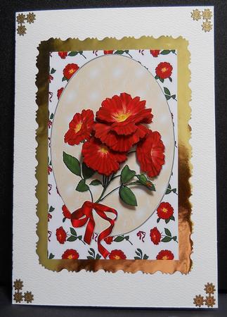 Red Wild Roses and Lace Decoupage by Yvonne Middleton