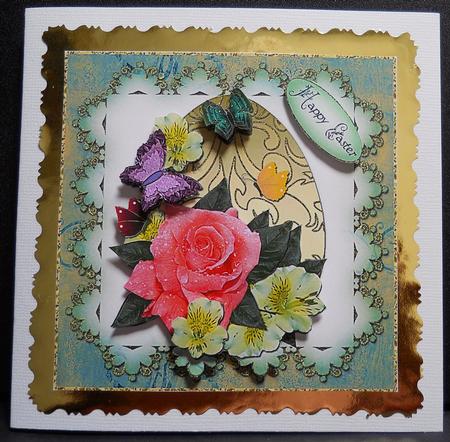 Easter Egg with Flowers & Butterflies Large Topper 1 by Yvonne Middleton