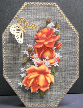 Green Texture Steam Punk Octagon Card Base by Yvonne Middleton