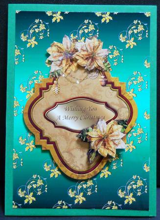 Embossed Holly Flourishes in Green and Gold by Yvonne Middleton