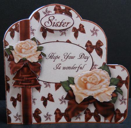 Chocolate Cream Roses Scalloped Quick Card by Yvonne Middleton