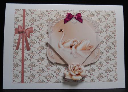 Pink and Cream Swirls and Ribbon by Yvonne Middleton