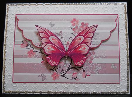 Cherry Blossom, Butterfly Envelop Card - Pink Tones by Yvonne Middleton