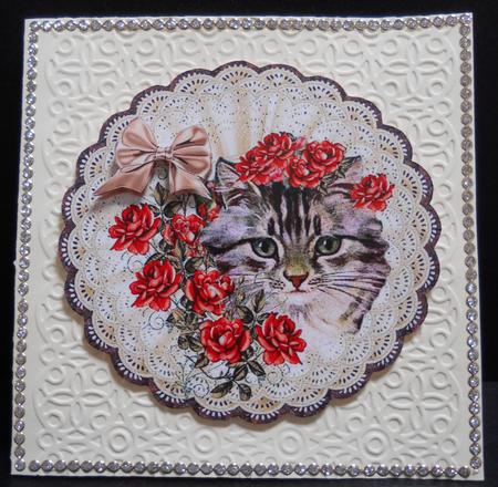 Vintage Kitten with Roses by Yvonne Middleton