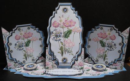 Triple Twist Easel Card - Pink Primula by Yvonne Middleton