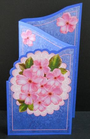 Pink Roses on Lace Cascade Card - Sheet 1 by Yvonne Middleton