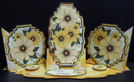 Triple Twist Easel Card - Yellow Flowers by Yvonne Middleton